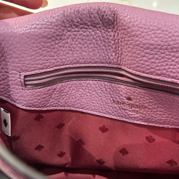 kate spade Pink Pebbled Leather Shoulder Bag with Branded Interior - Picture 2 of 6